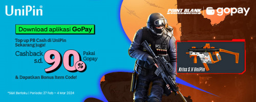 Top Up PB Cash di UniPin pakai GoPay Cashback 90% Koin GoPay & Dapatkan Bonus Item Code!